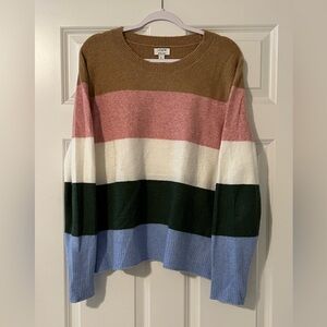 Women’s long sleeve extra soft striped crewneck sweater, J.Crew size large